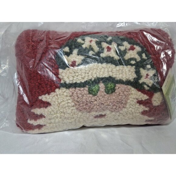 New Chandler 4 Corners Wool Red Santa Christmas Pillow Hooked 8" x 12" - Picture 2 of 5